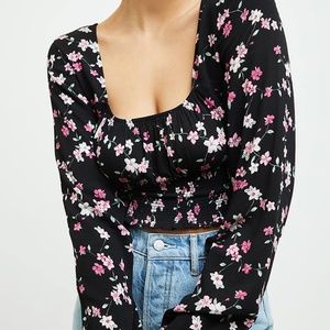 Smocked Long Sleeve Floral Top